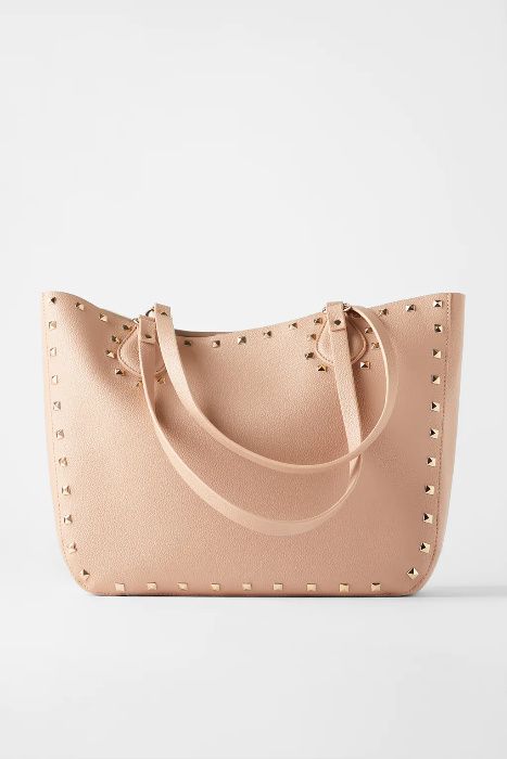 ZARA torebka shopper duża ćwieki 6825/004 różowa super Poznań hit wow