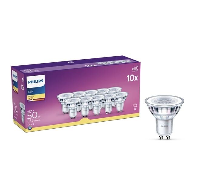 Żarówka LED GU10 10 szt. 4.6 W Ciepła PHILIPS