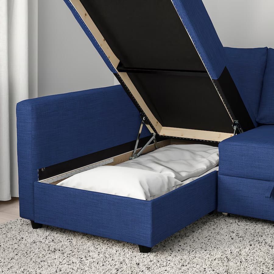 Sofá-cama de canto c/arrumação, Skiftebo azul - No ikea custa 569€