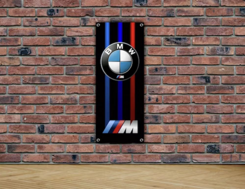 Baner plandeka BMW mpower 150x60 garaż warsztat