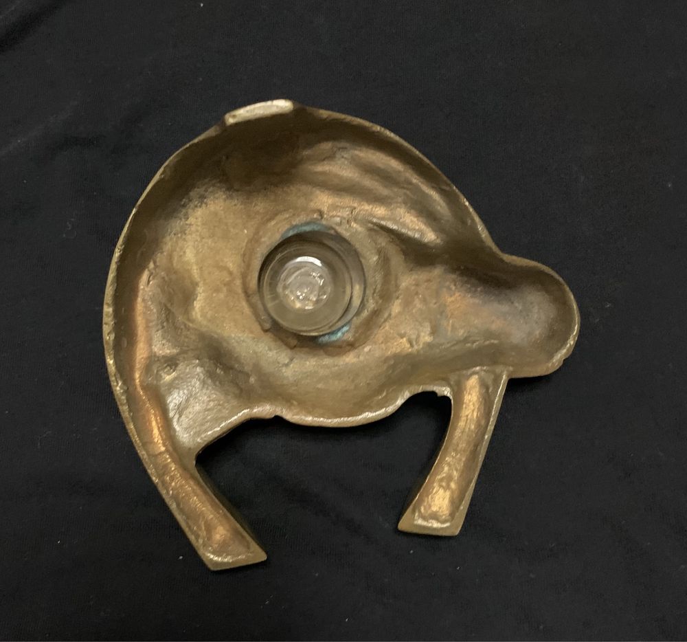 Tinteiro cabeça de cavalo em bronze antigo