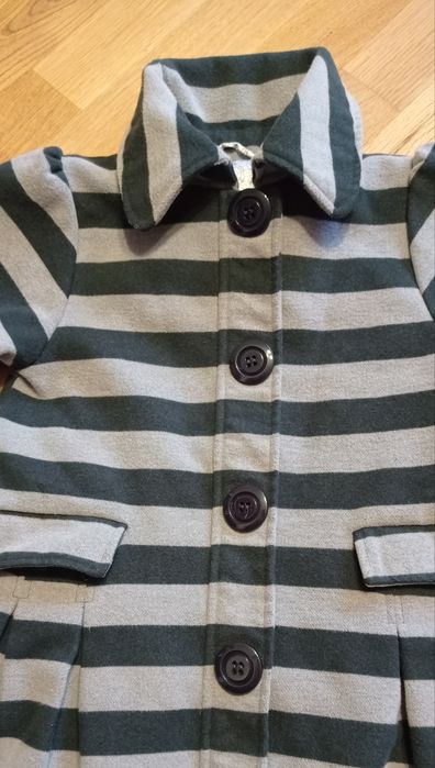 POMPdeLUX szary płaszczyk w pasy, r. 122-128