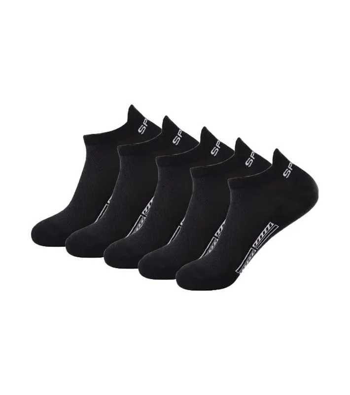 Meias Desportivas em Poliéster, Homem - Pack 5 Pares Preto - Goeik