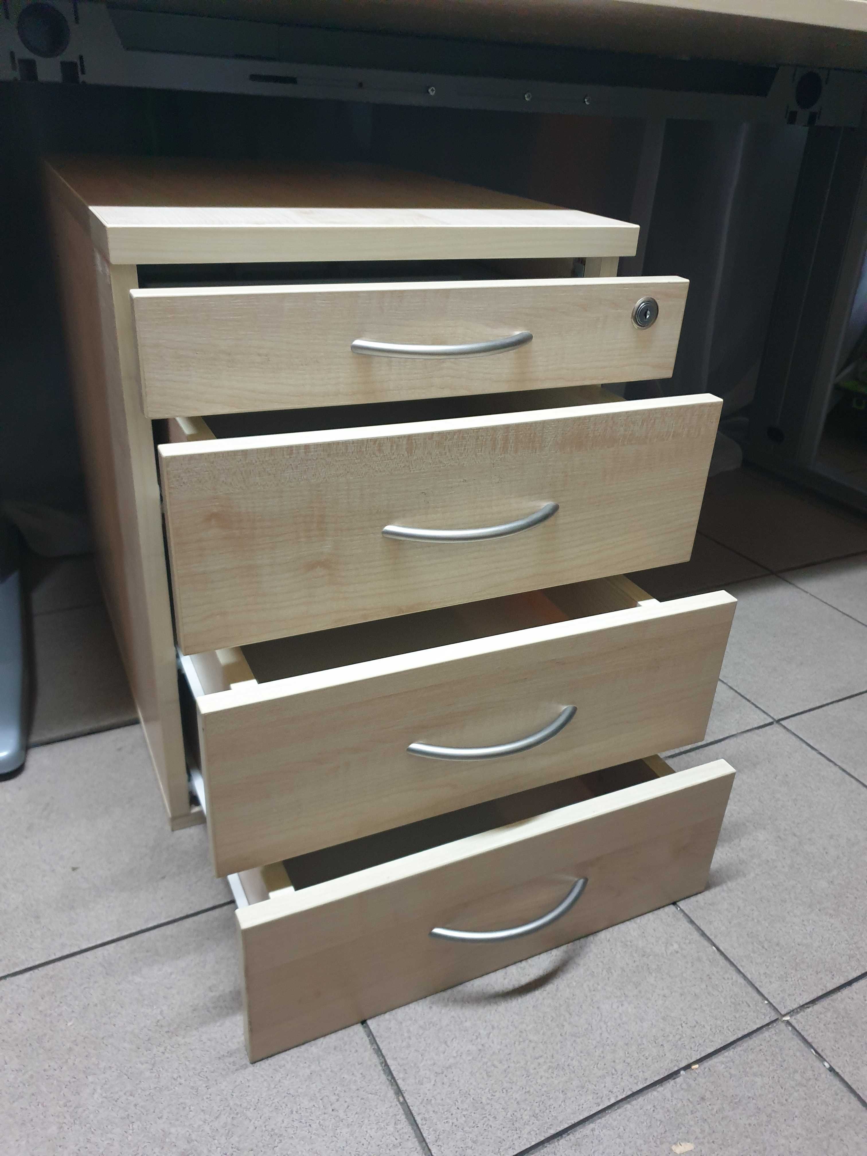 Biurko z kontenerkiem IKEA duze  jasne srebrne nogi stol biurowy blat