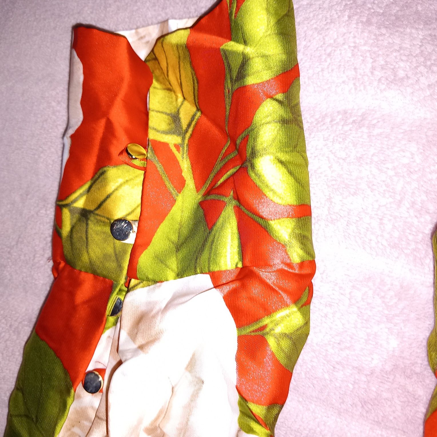 Nowa satynowa koszula oversize ZARA czerwona w kwiaty złote guziki S