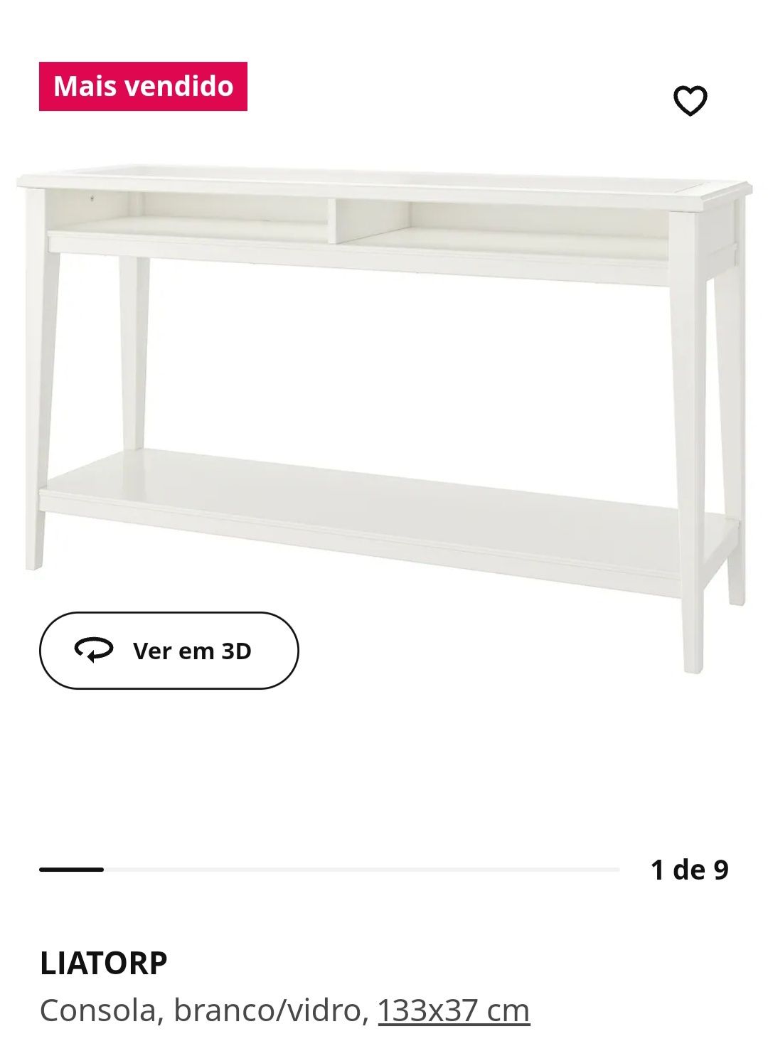 Consola/aparador branco vidro LIATORP IKEA novo