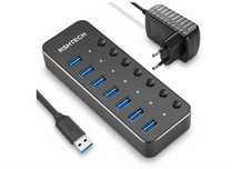 RSHTECH Hub USB 3.0 z 10W Zasilacz Aluminiowy 7 portów USB