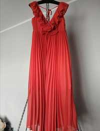 Długa plisowana sukienka falbanki Maxi na lato emo lou jak model zara