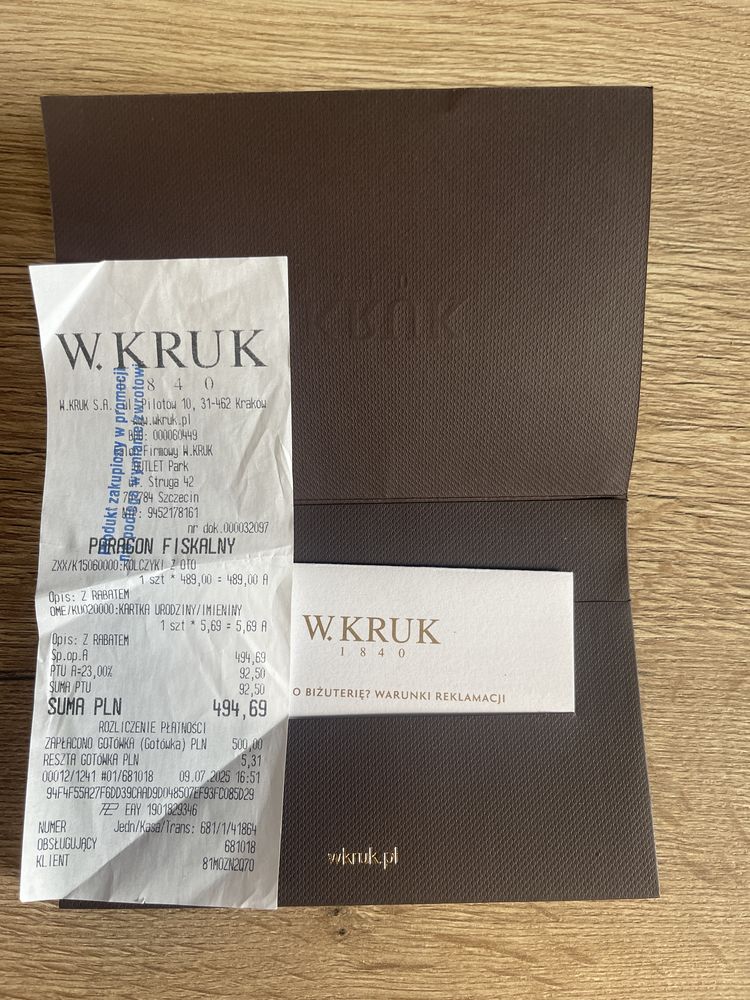 W.Kruk - nowe, ZŁOTE kolczyki Grube, srednica ok 20mm