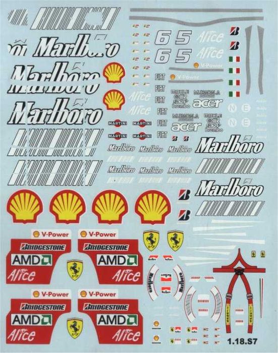 Decalque - Aditivo Marlboro Ferrari F2007 - Escala 1/18