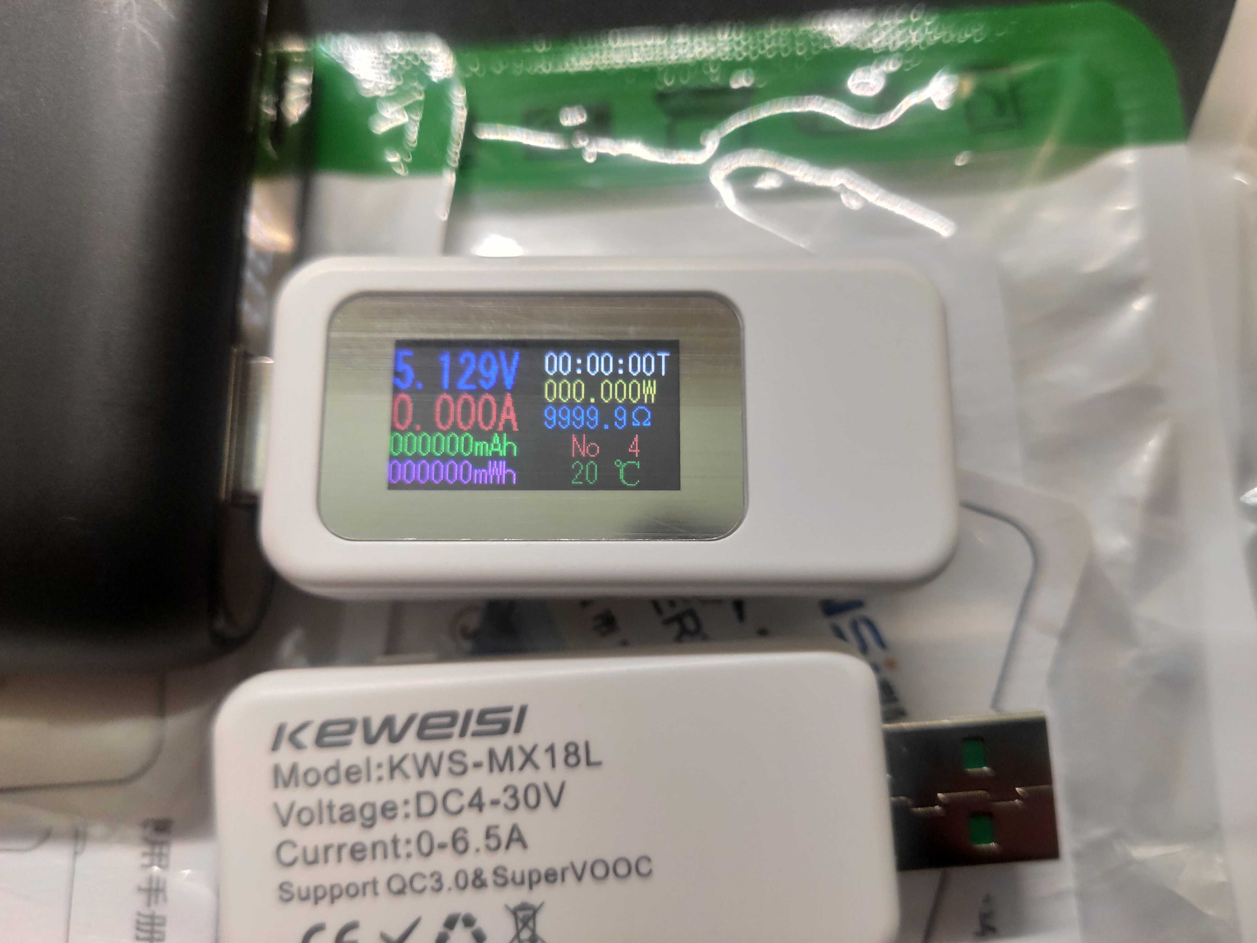 USB тестер KWS-MX18L с ЦВЕТНЫМ экраном измеритель емкости ваттметр