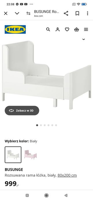 Łóżko Ikea, rozsuwana rama model Busunge