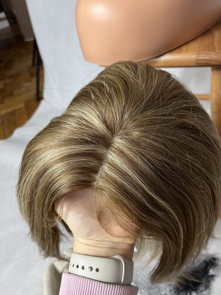 Peruka włosy naturalne brązowa balejaż