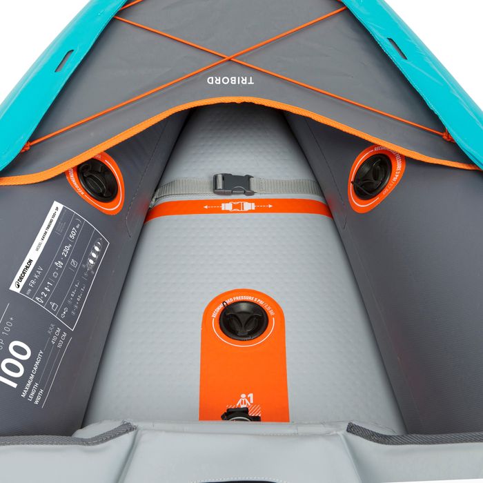 Canoa kayak insuflável 2/3 lugares - Tribord 100+ Azul