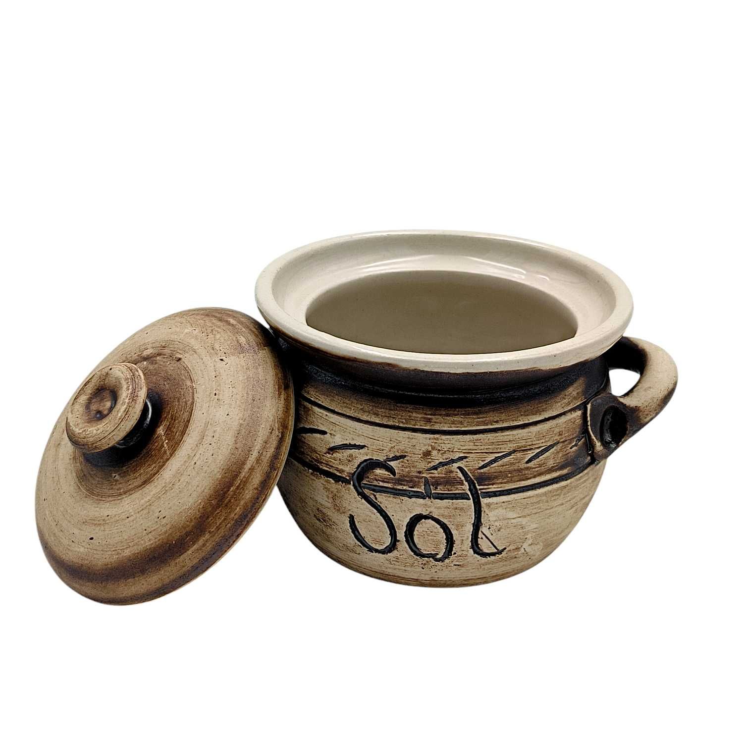 Gliniany Pojemnik na Sól 600 ml Ceramiczny Pojemnik Na Sól Solniczka