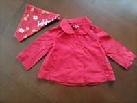 Czerwony płaszczyk dla dziewczynki 68/74 + gratis chustka