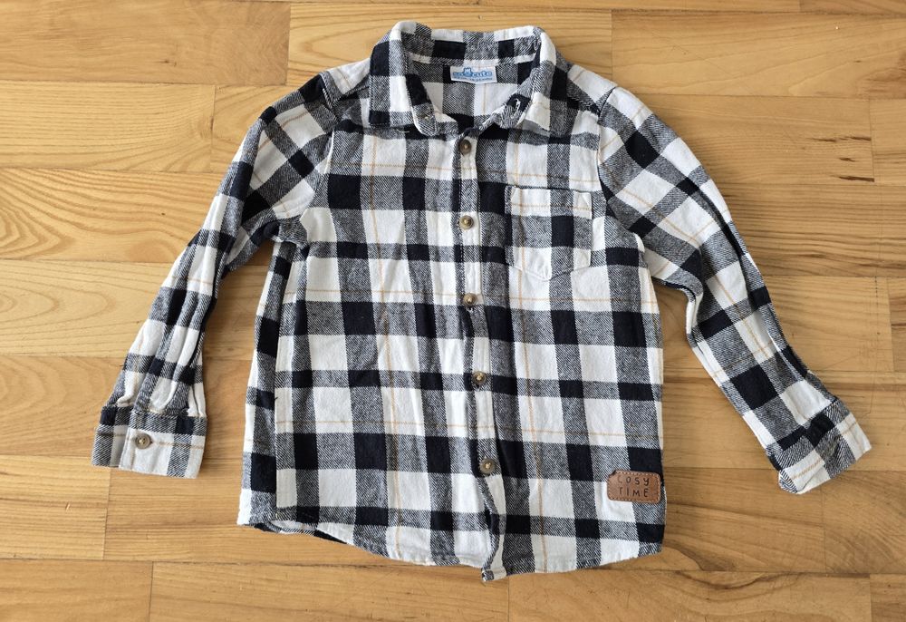 Koszula pepco krata czarno biała 92