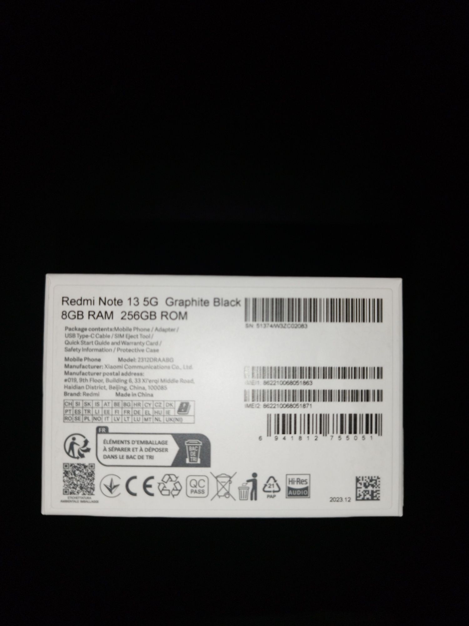 Radni note 13 5G Graphite Black 8GB RAM 256GB