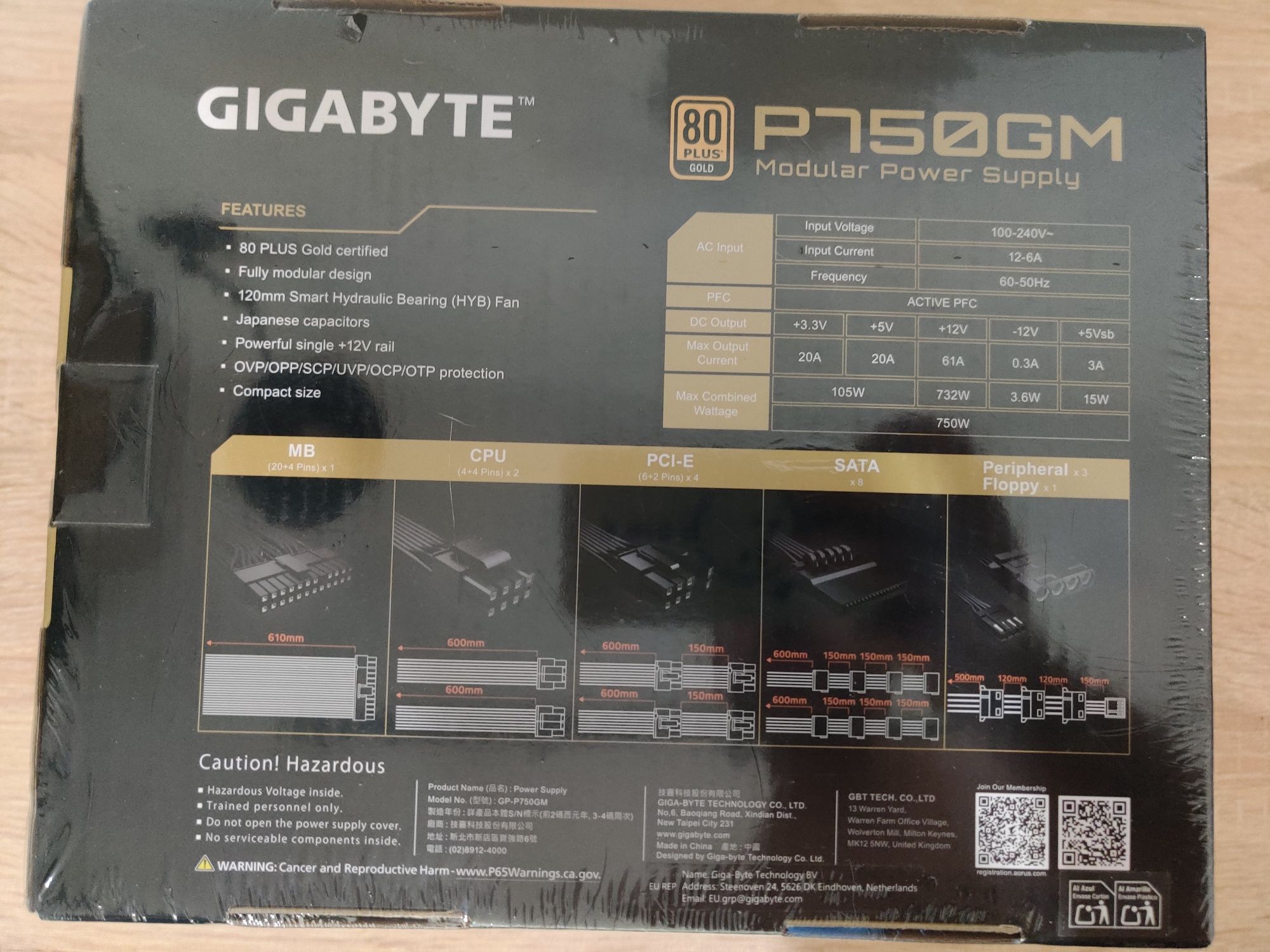 Блок питания Gigabyte P750GM 80+ Gold Modular