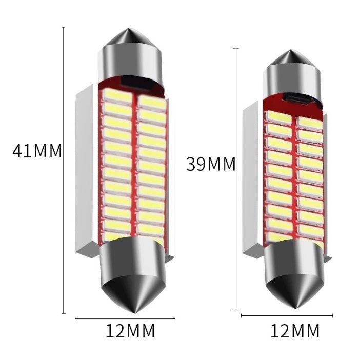 Светодиодная Led лампа C5W 36, 39, 41 мм Festoon с обманкой