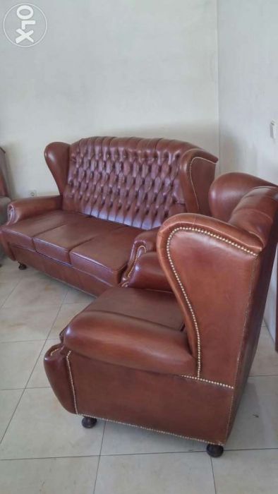 Sofas Classico Capitoné em pele natural - NOVO