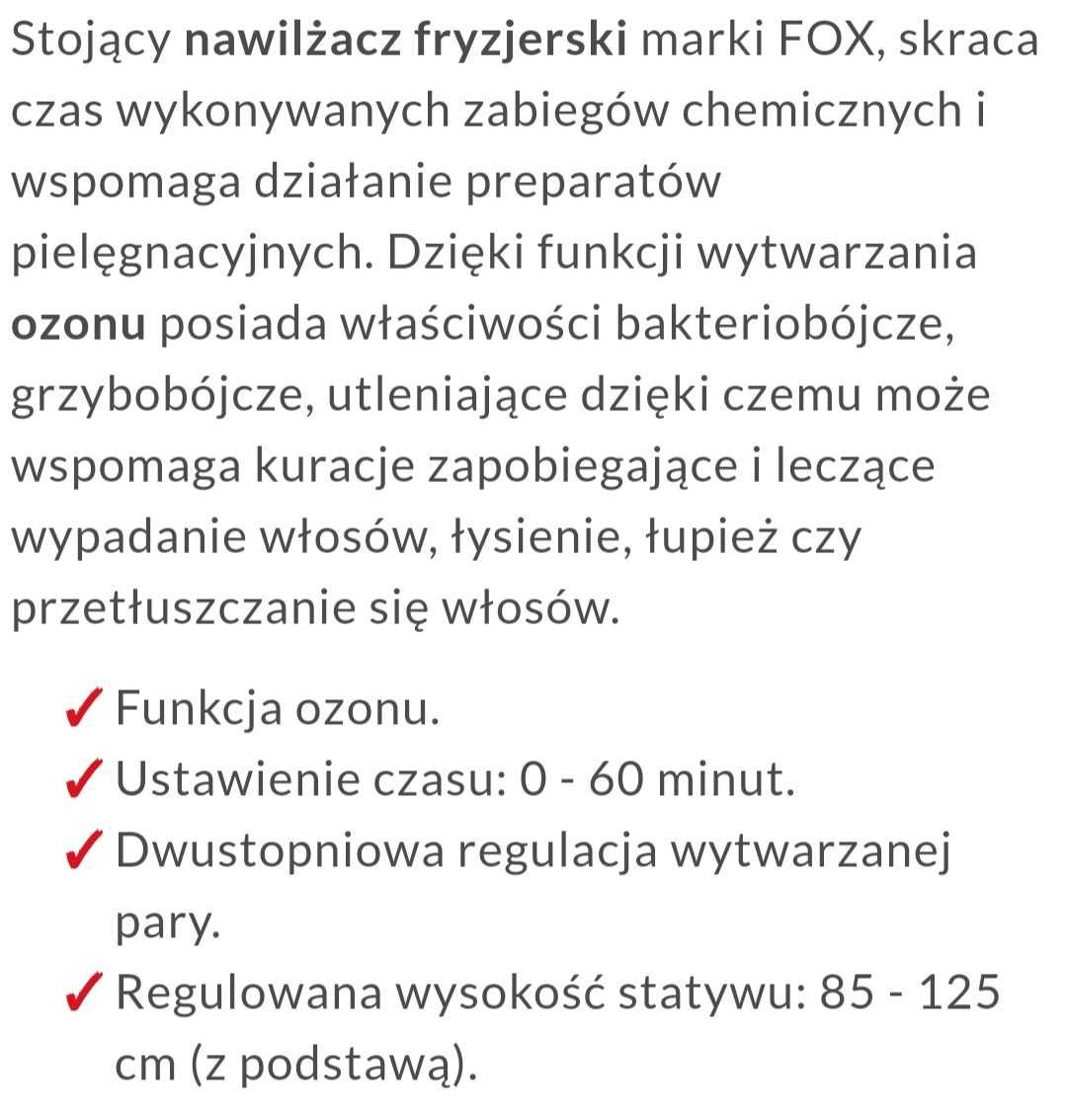 Nawilżacz do włosów stojący z ozonem Fox Condition