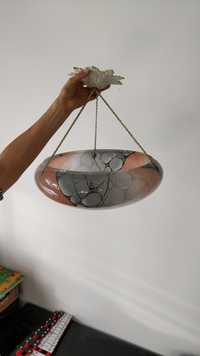 Zabytkowa lampa żyrandol art deco vintage barwiony klosz marmur granit