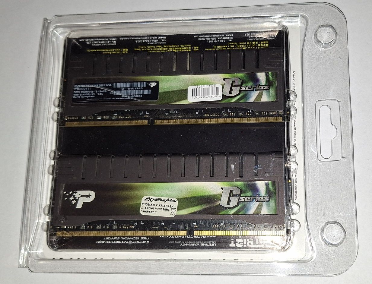Pamięć RAM 2x2 GB DDR3 Patriot G series 1333 MHz