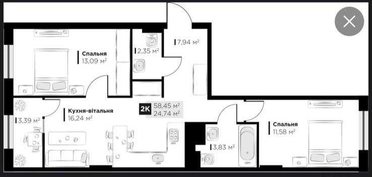 Продаж 2 - к квартири в ЖК PERFECT LIFE поруч з Emily Resort