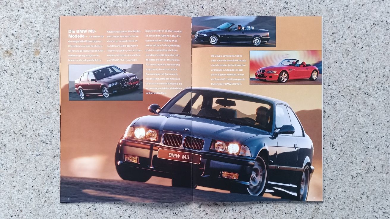 BMW 3 Z3 5 7 8 M3 Program paleta modeli 1996 Prospekt