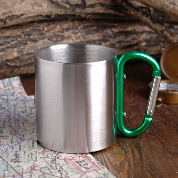Metalowy kubek karabińczyk karabiner 300ml plecak