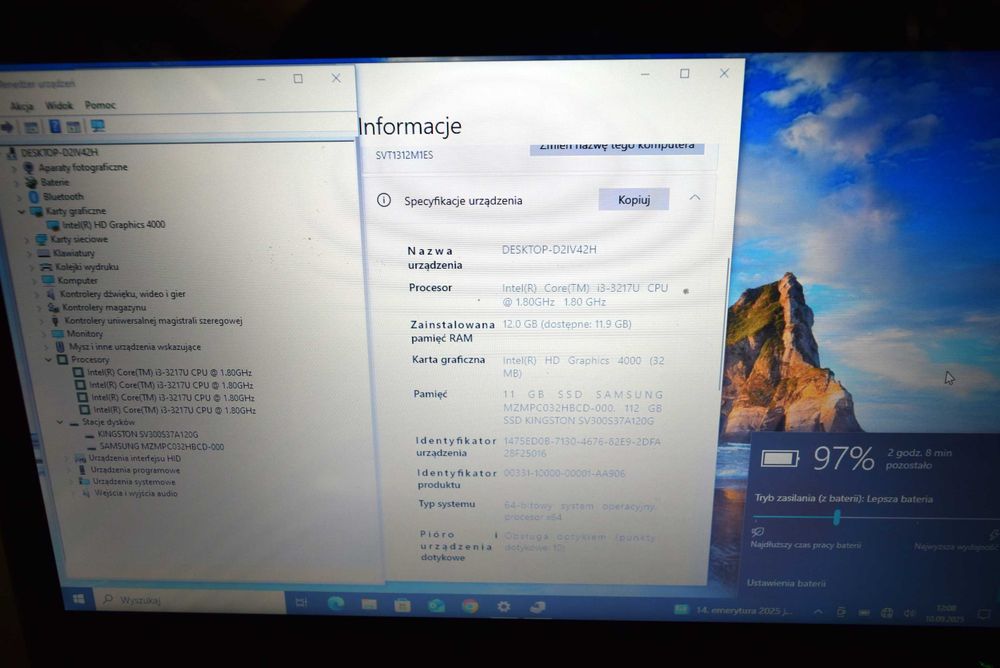 Laptop DOTYKOWY Sony VAIO SVT1312M1ES 13.3" i3/12GB/120+32 SSD MŁAWA