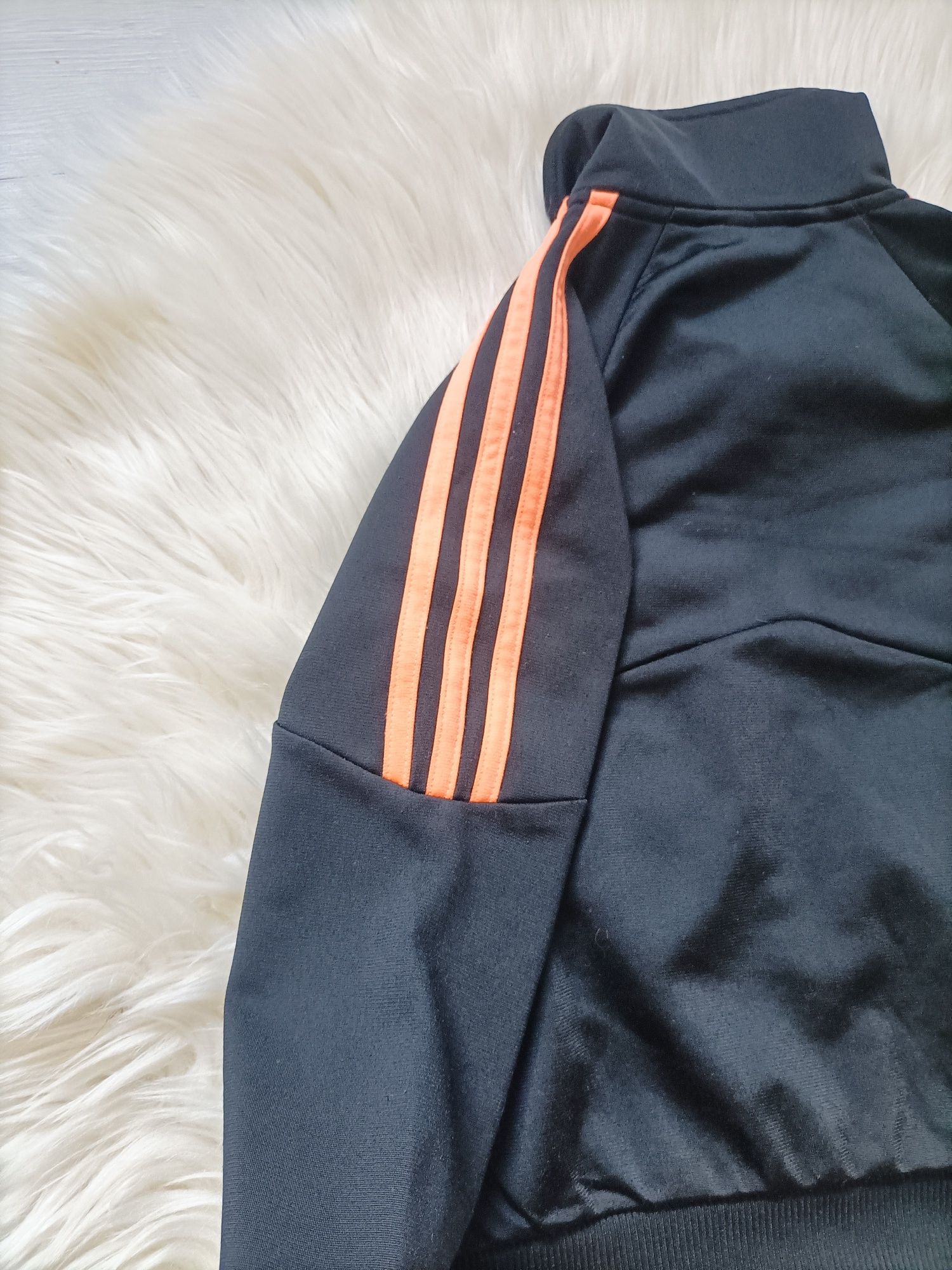 Bluza na zamek dla dziewczynki adidas czarna pomarańczowa 122/128