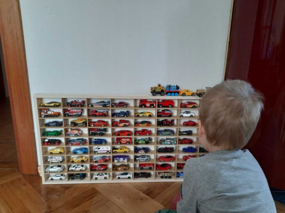drewniana półka EKSPOZYTOR regał na resoraki HOT WHEELS 72 autka