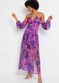 B.P.C sukienka siateczkowa różowo-fioletowa długa 36/38.