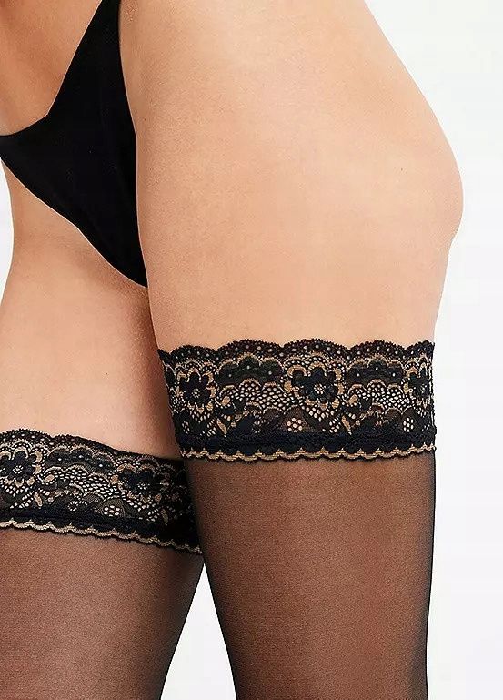 B.P.C pończochy 20den czarne z koronką czarno-złotą r.48/50