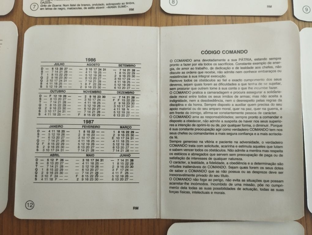 Coleção calendários comandos 1986