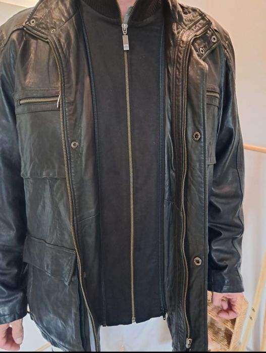 Kurtka skórzana XXL czarna męską vintage 100% skóra