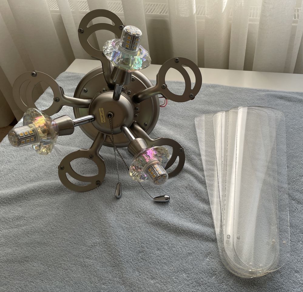 Lampa sufitowa wiatrak 3x G9 kryształowa