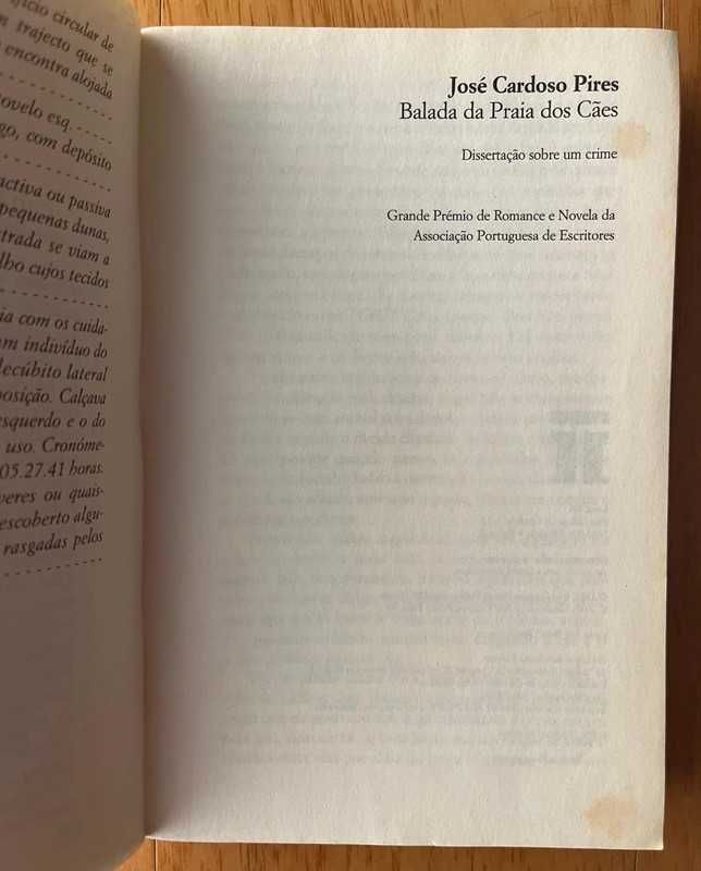 Livro "Balada da Praia dos Cães" de José Cardoso Pires