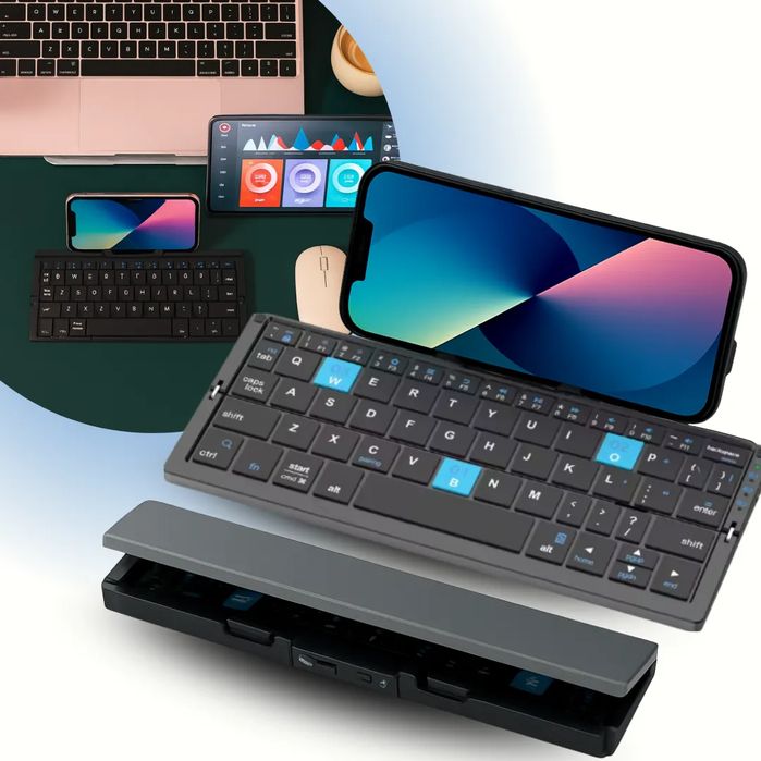 Ultracienka Składana Klawiatura Bluetooth Qwerty - Ios/Android/Windows