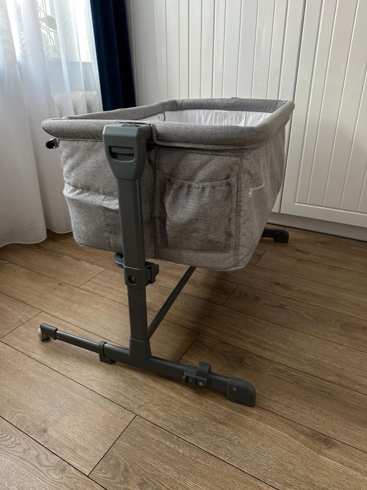 Łóżeczko dostawne kinderkraft neste up grey light melange + materacyk