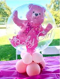 Balão Urso Rosa Baby Shower / Chá de Revelação Bebé