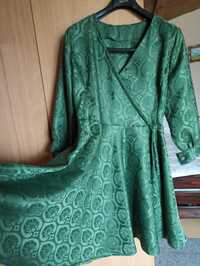 Sukienka do karmienia elegancka wyjściowa zielona butelkowa