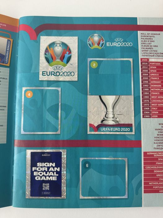 Caderneta Futebol EURO 2020 + 100 Cromos Colados