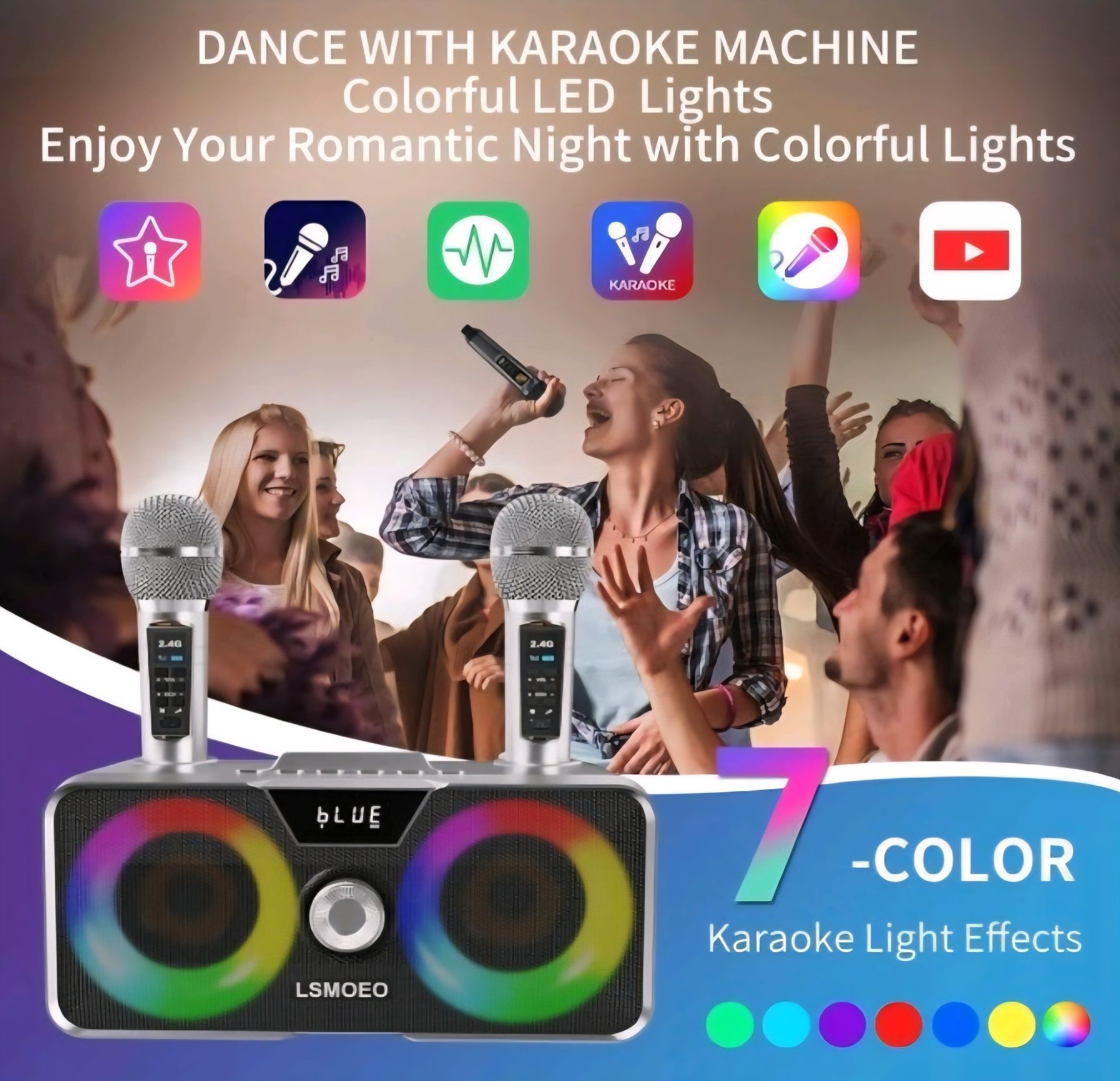 Przenośny Głośnik Karaoke 2 Mikrofony Bluetooth