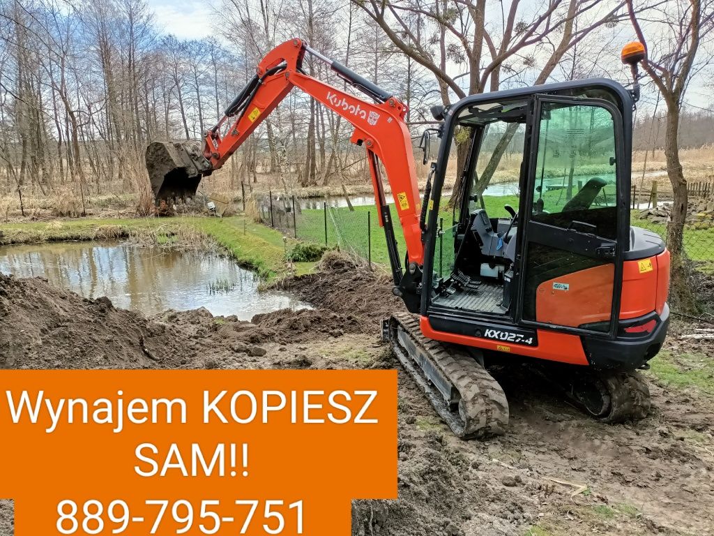 Wynajem koparki minikoparki kubota JCB zageszczarka