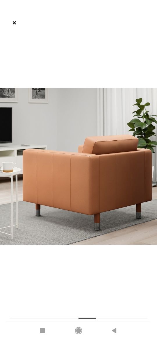 Fotel Landskrona IKEA skóra brąz