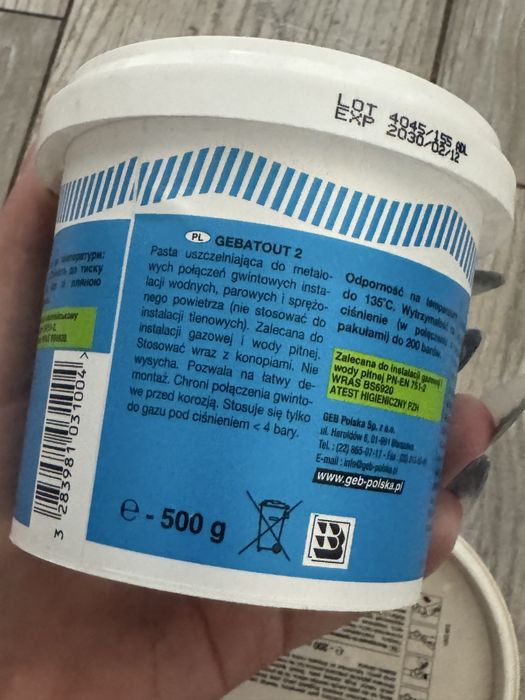Pasta uszczelniająca GEBATOUT 2   500 g i 200g