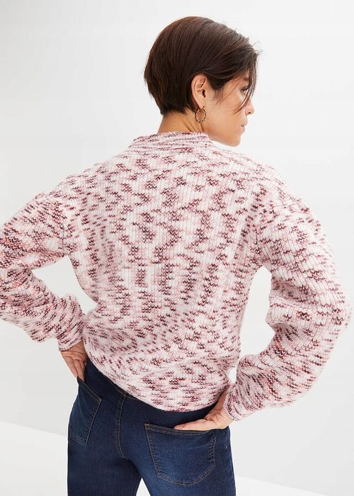 B.P.C krótki sweter ze stójką w dekolcie melanż 40/42.